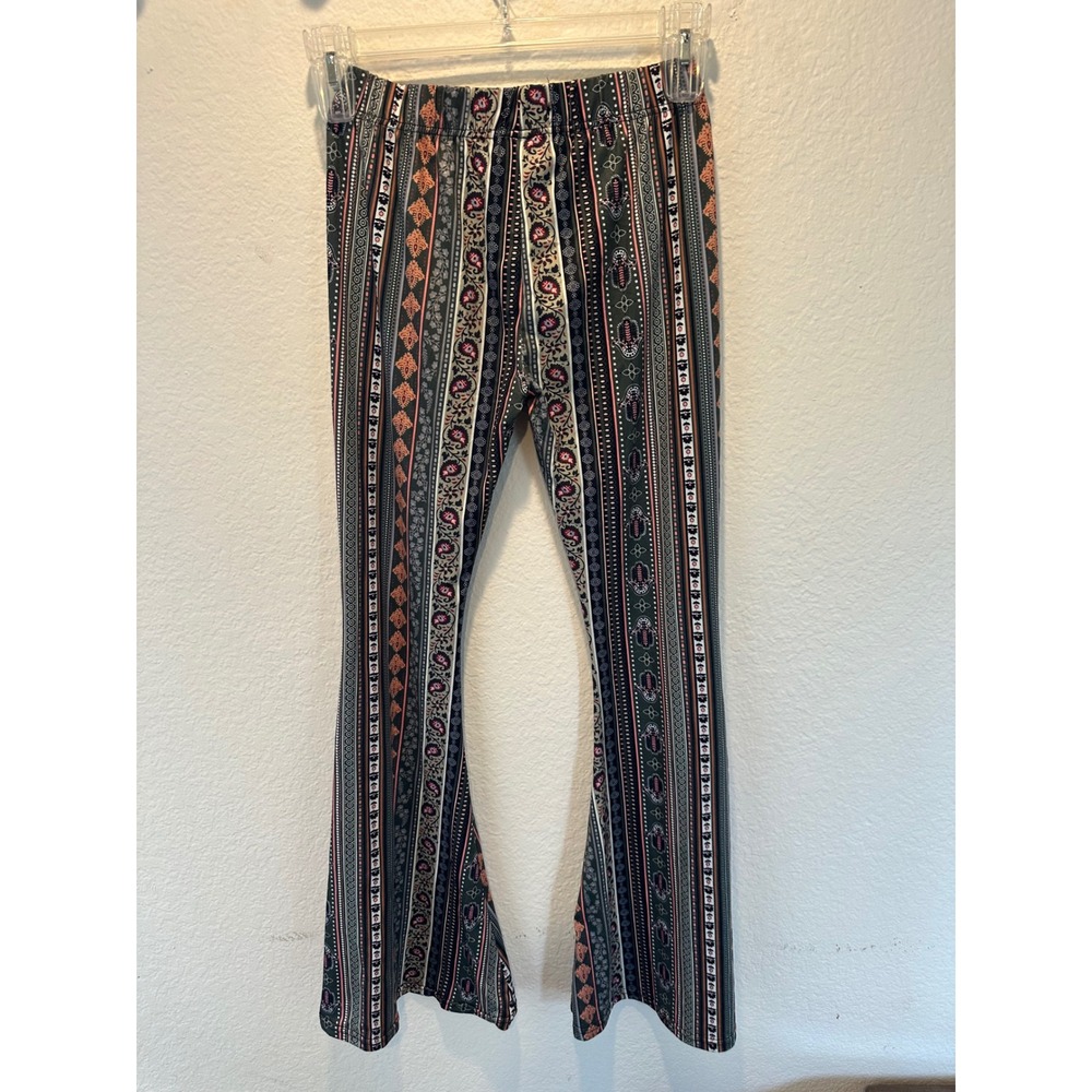 Daisy Del Sol Womens Small Olive Green Hamsa Paisley Flare Bell Bottom Pants - Picture 6 of 10